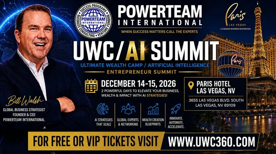 Join over 200 top entrepreneurs for the PowerteamUSA UWC Conference. Discover the secrets to business growth, AI marketing, and joint ventures, all while enjoying a fabulous holiday party! December 14-th at Paris Hotel, Las Vegas. Christine Campbell Rapin is one of the featured speakers.