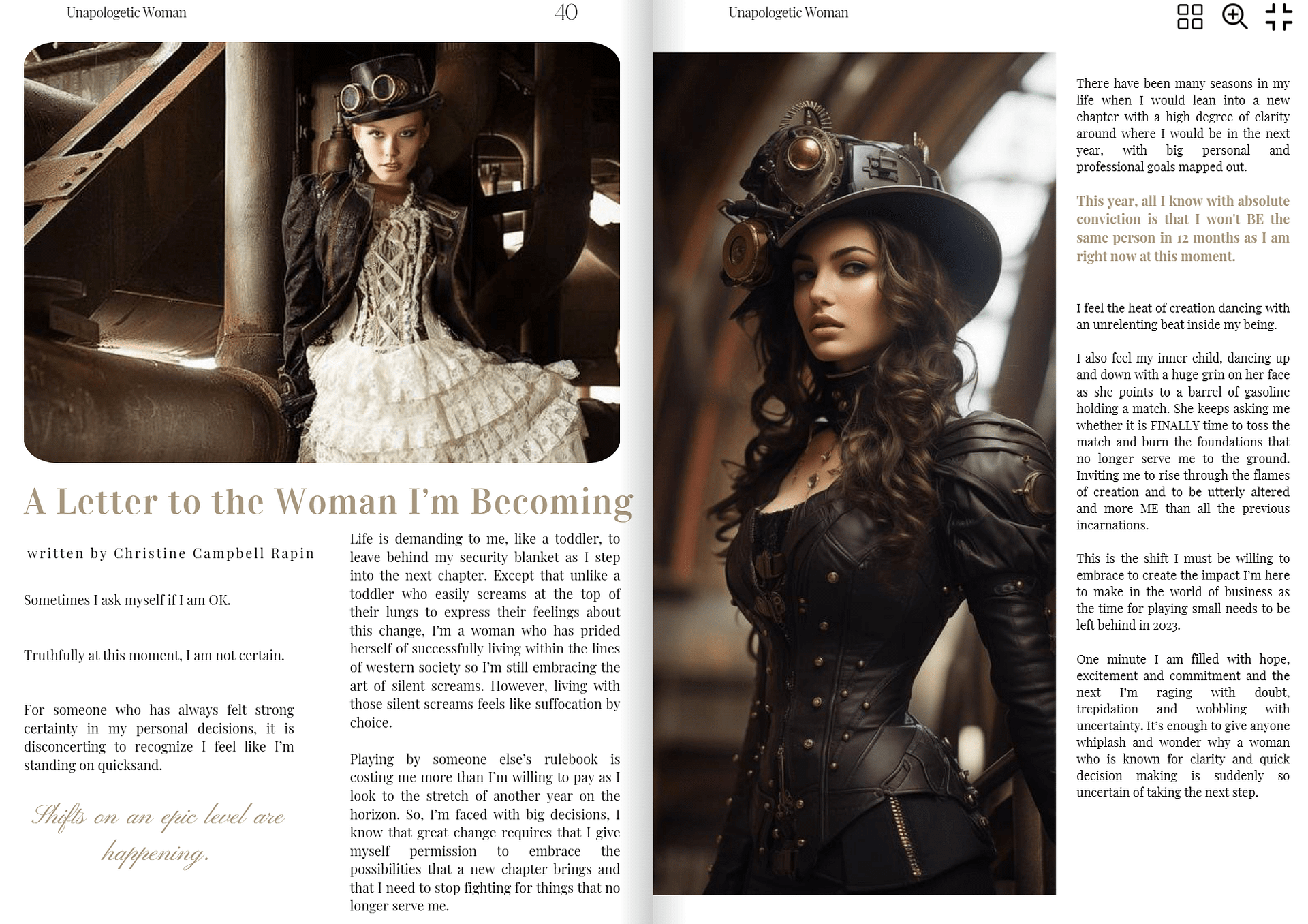 Unapologetic Magazine Isssue 5 Article Pages 1-2 (Q1 2024) The Unapologetic Woman Magazine Q1 2024