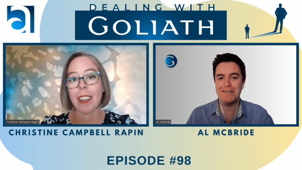 Elegantly Simple Growth: How to Attract Your Next Client Without the Guesswork with Christine Campbell Rapin on the Dealing with Goliath Podcast.