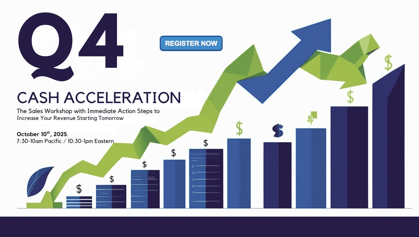 Q4 Cash Acceleration Workshop - The Sales Workshop with Immediate Action Steps to Increase Your Revenue Starting Tomorrow. Register now and join us live on October 10th, 2025.