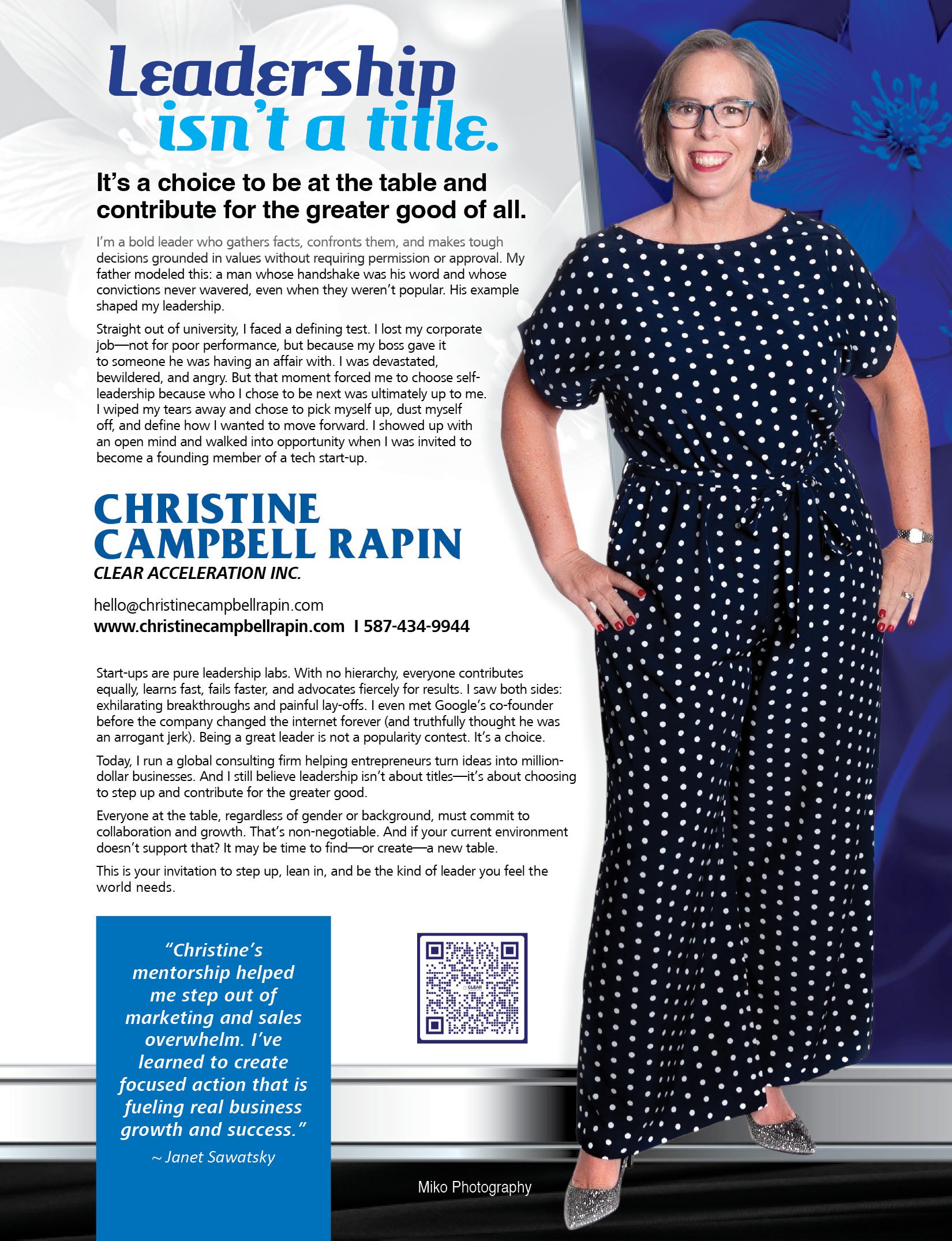 Womanition Article - Featuring CHRISTINE CAMPBELL RAPIN Sept 2025 Leadership isn't a title. Article written by Christine Campbell Rapin, CEO of CLEAR Acceleration Inc.